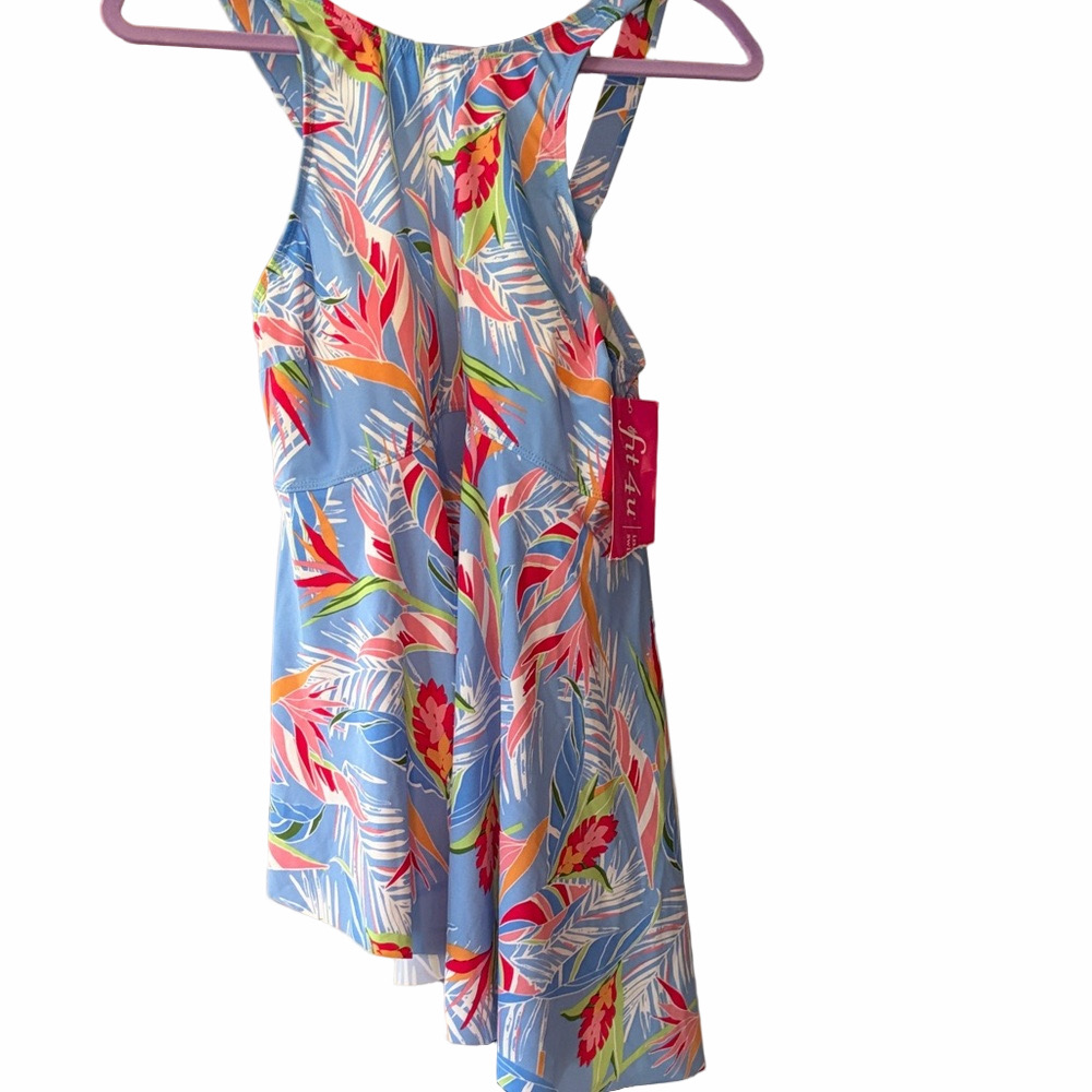Fit for you asymmetrical swim top tropical floral size 10 NWT